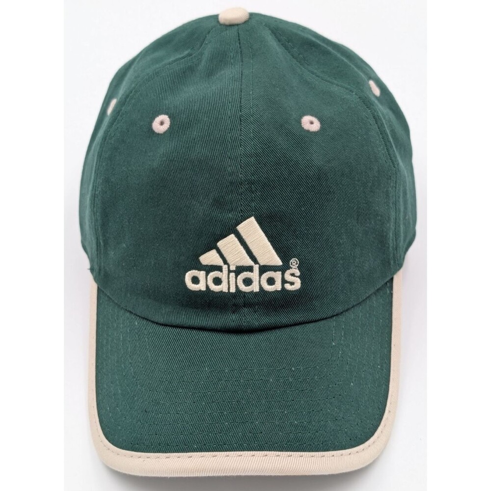 Adidas Adjustable Baseball Cap Hat Embroidered Logo Green and White